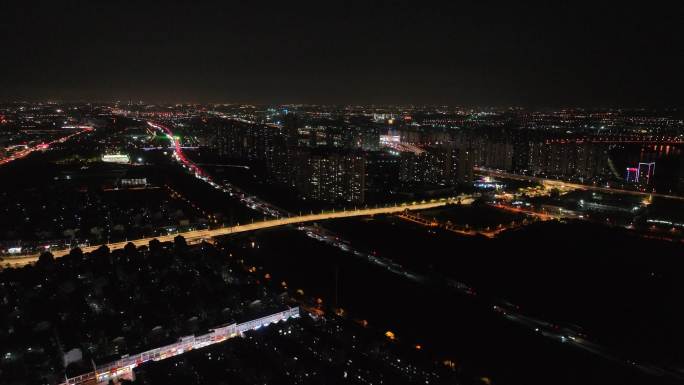 4K航拍江苏苏州昆山城市夜景