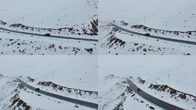 【正版4K素材】航拍新疆独库公路下雪1