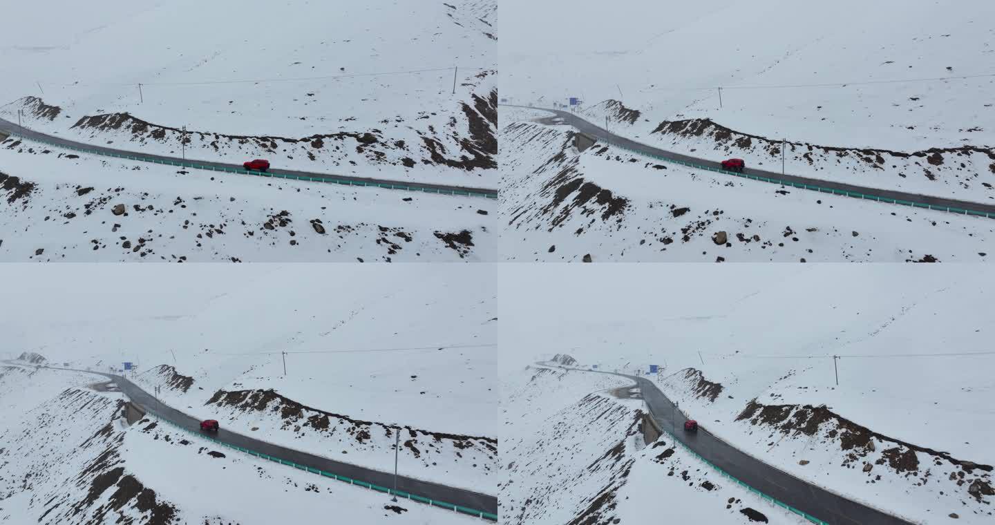 【正版4K素材】航拍新疆独库公路下雪1