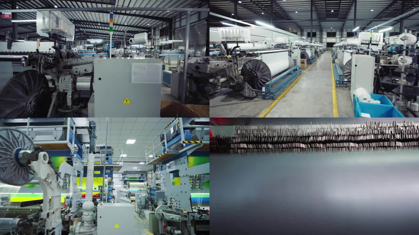 大型纺织工厂运转的织布机设备