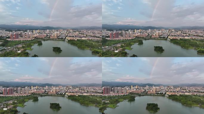 彩虹映照下的云南瑞丽市