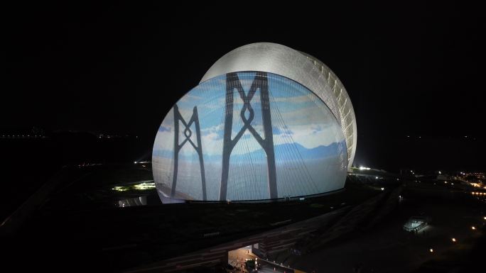 航拍珠海野狸岛日月贝夜景