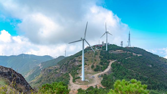 括苍山风车延时   实拍视频  风力发电