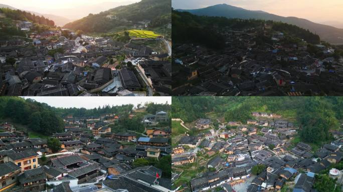 福建三明桂峰村晒秋节航拍夜景空镜合集3