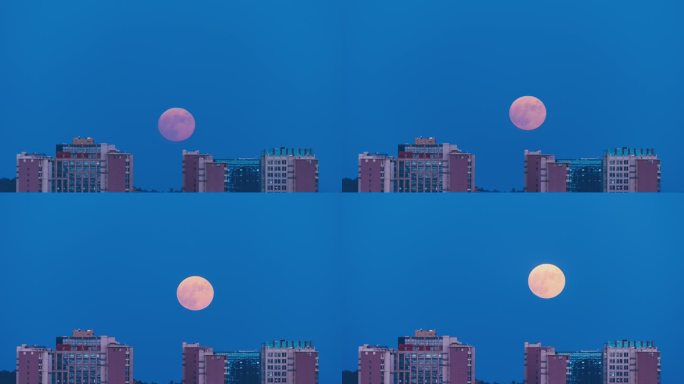 延安新区2023年中秋节大红月亮缓缓升起