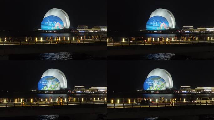 航拍珠海野狸岛日月贝夜景