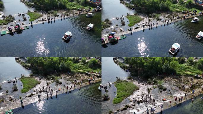 水坝都安响水关夏天玩水旅游宣传片素材