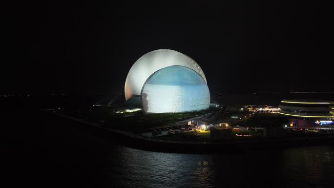 航拍珠海野狸岛日月贝夜景