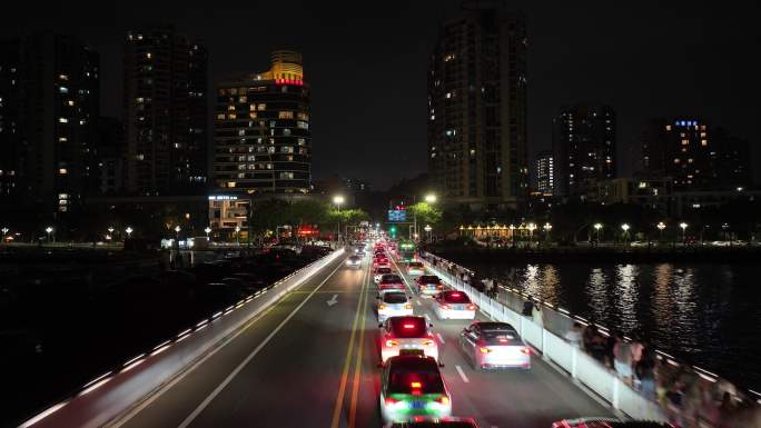 航拍珠海野狸岛日月贝夜景