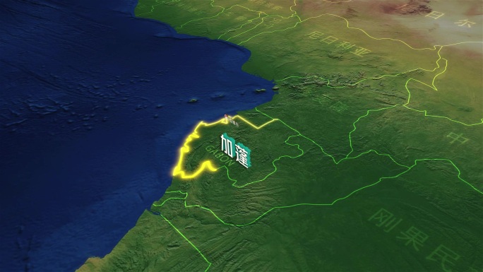 加蓬地形地图（AE模板）