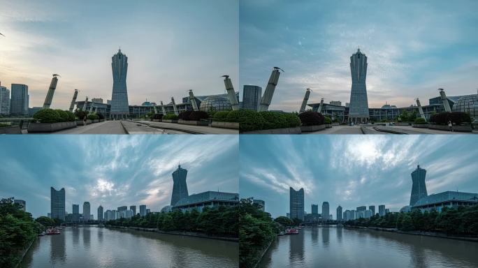 杭州西湖文化广场环球中心大范围延时4K