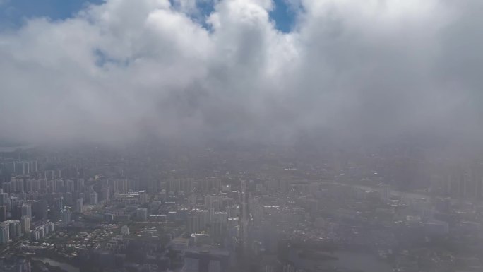 海南海口海甸岛道路蓝天延时