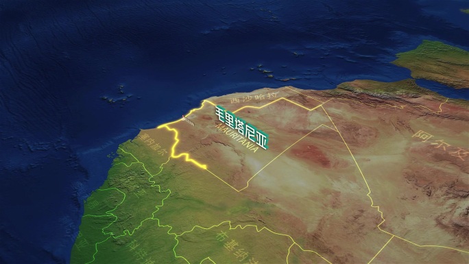 毛里塔尼亚地形地图（AE模板）