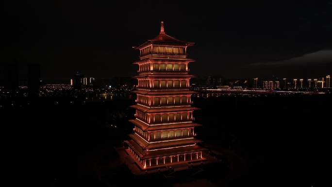 西安国际会议中心航怕夜景