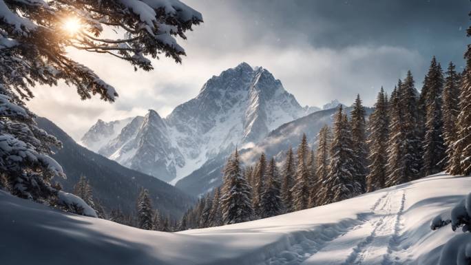 巍峨壮丽的雪山背景16