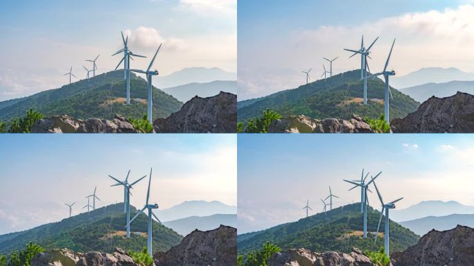 括苍山 风车延时 山林  实拍视频 山顶