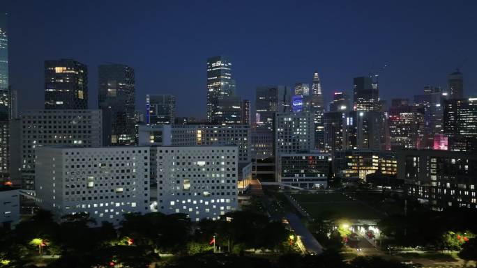 深圳大学深圳软件产业园夜景航拍