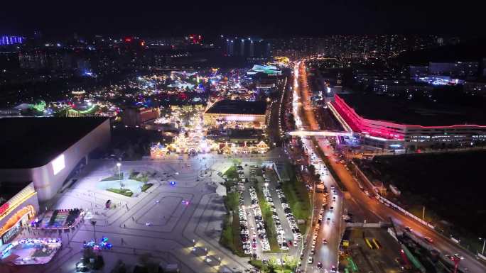 融创乐园夜景摩天轮灯光秀济南夜景历城站