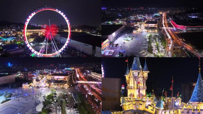 融创乐园夜景摩天轮灯光秀济南夜景历城站