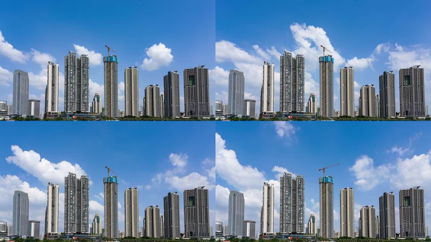 中国广西南宁的现代高楼高端住宅延时摄影