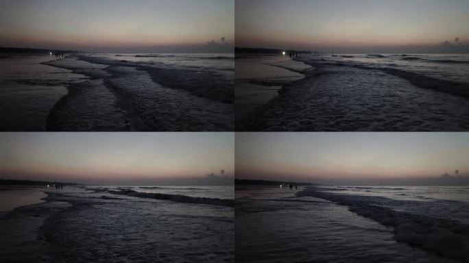 大海黑暗黎明天空晨光海岸线剪影水波海浪声