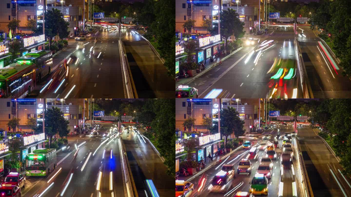 城市道路公路车流动态光影