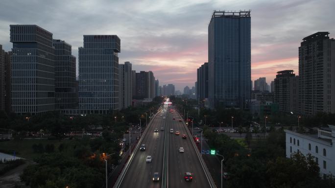 石家庄和平路航拍延时