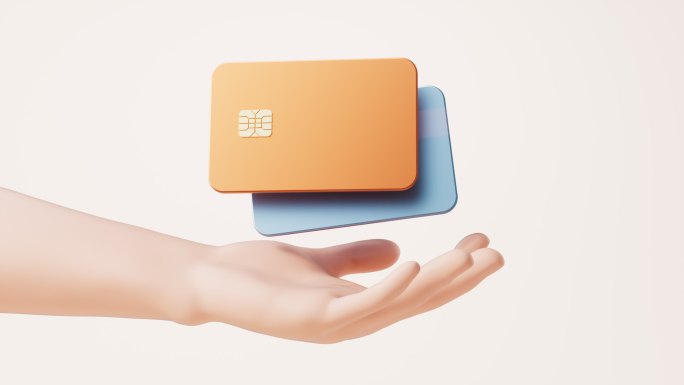 手部拿着的银行卡循环动画3D渲染