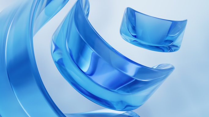 流动的透明玻璃曲面背景3D渲染