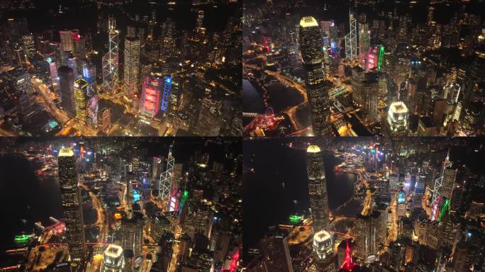 香港城市内透夜景4K航拍