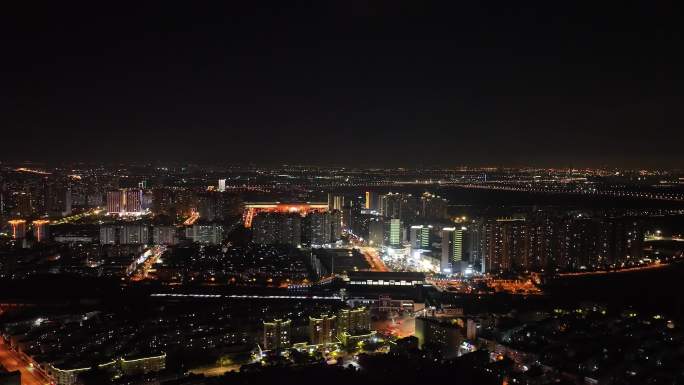 4K航拍昆山城市夜景风光