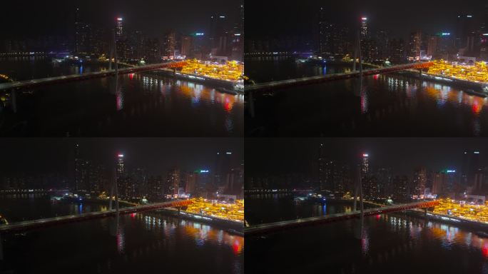 【正版4K素材】航拍重庆千厮门嘉陵江大桥