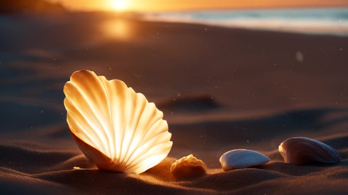温馨阳光沙滩上的贝壳背景06