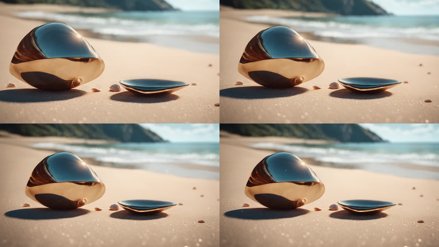 温馨阳光沙滩上的贝壳背景11