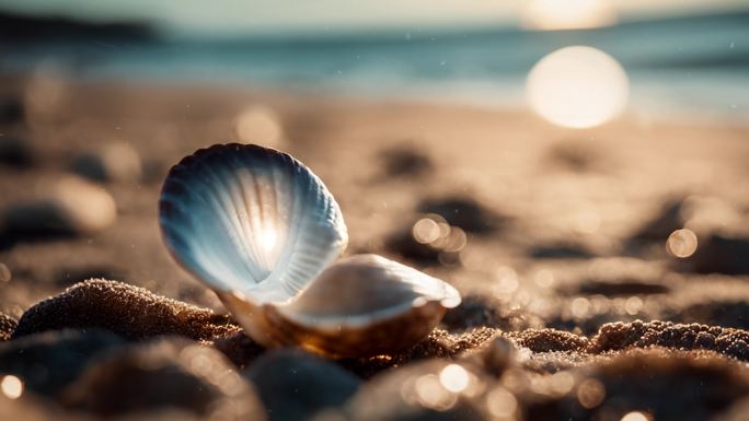 温馨阳光沙滩上的贝壳背景04