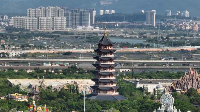 厦门同安区方特梦幻王国神州塔航拍