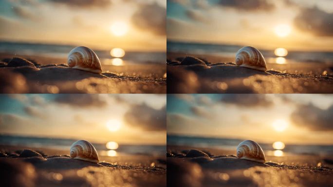 温馨阳光沙滩上的贝壳背景10