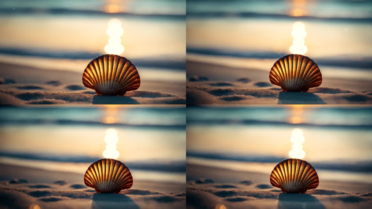 温馨阳光沙滩上的贝壳背景22
