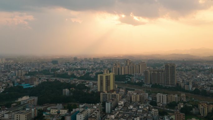 城市日落延时