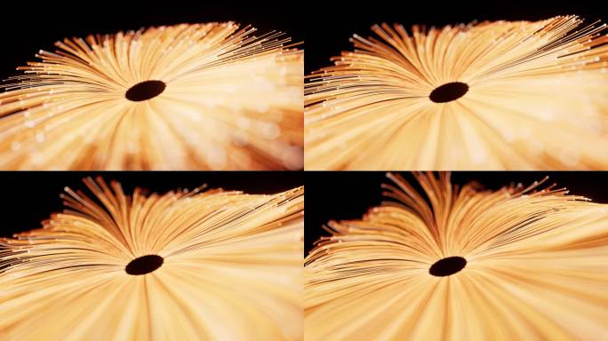 流动生长的金色粒子曲线背景3D渲染
