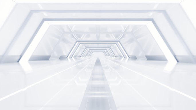 白色未来感隧道3D渲染