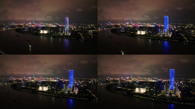 4k原素材-上海后滩夜景航拍