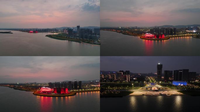 4K苏州湾吴中太湖新城地下空间夜景航拍