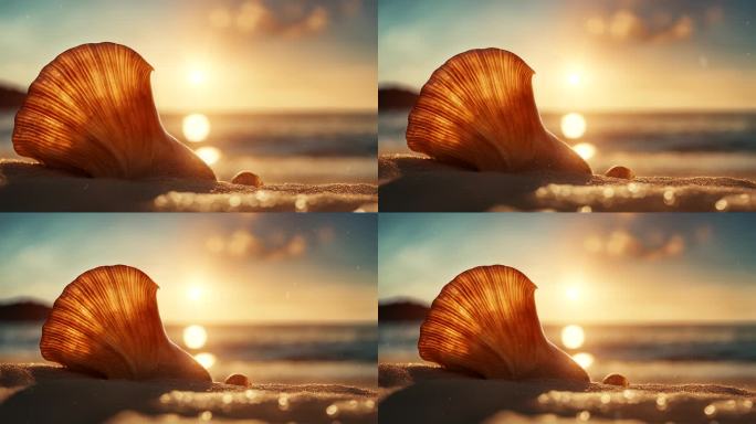 温馨阳光沙滩上的贝壳背景03