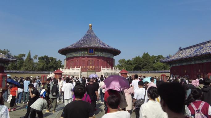 北京旅游十一长假暑假游客天坛公园旅游
