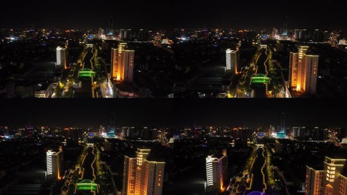 4K航拍昆山城市夜景风光