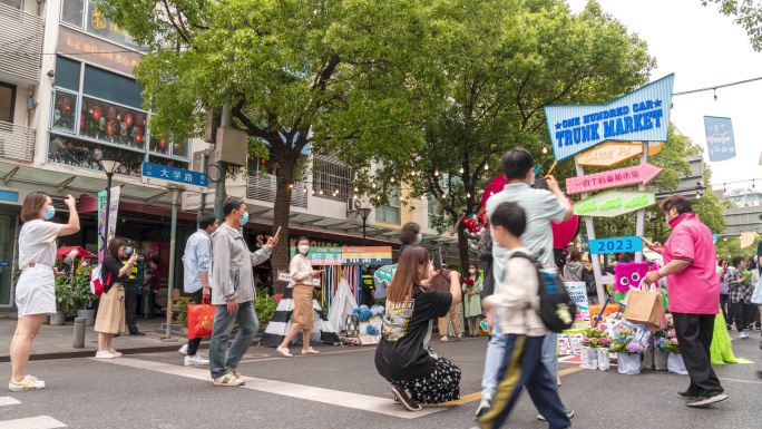 8k五角场大学路步行街开街延时