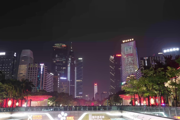 8K延时拍摄广州珠江新城花城广场音乐喷泉
