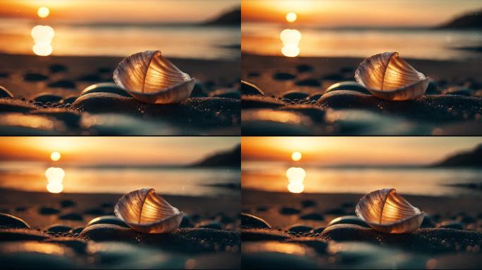 温馨阳光沙滩上的贝壳背景01