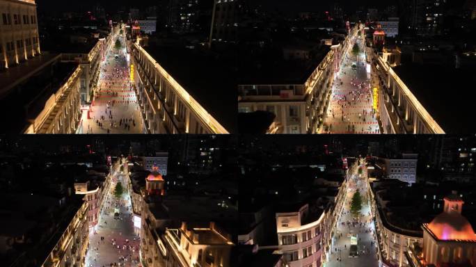 厦门中山路步行街夜景航拍4k视频